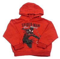 Červená mikina s kapucí a Spidermanem zn. Primark