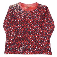 Červeno-růžová lehká mikina s leopardím vzorem Lupilu