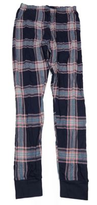 Tmavomodro-růžovo-bílé kostkované pyžamové kalhoty George