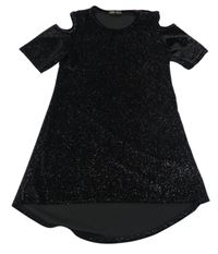 Černé třpytivé sametové šaty 