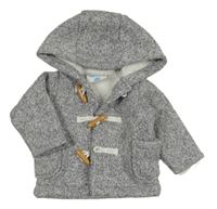 Tmavomodro-bílá melírovaná pletená zateplená propínací mikina s kapucí Topomini