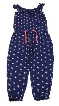 Tmavomodrý vzorovaný kalhotový overal kids