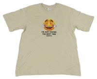 Béžové tričko se smajlíkem Zara