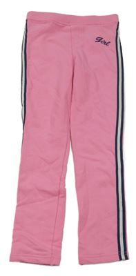 Růžové teplejší legíny s pruhem Kids