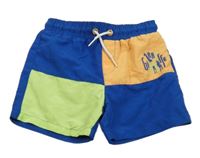 Modro-oranžovo-zelené plážové kraťasy Little kid