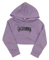 Lila crop mikina s nápisem a kapucí Shein