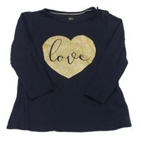 Tmavomodré triko s nápisem a srdíčkem Lupilu 