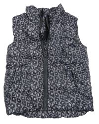 Tmavošedá leopardí šusťáková zateplená vesta Lupilu