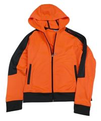 Neonově korálovo-antracitová sportovní propínací mikina s kapucí 