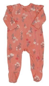 Korálový fleecový overal s kytičkami Dunnes