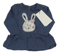 Nové - Tmavomodrošedé triko se zajícem Name it