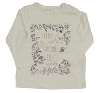 Bílé triko s nápisem a kytičkami Esprit