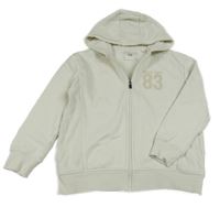 Světlebéžová propínací mikina s číslem a kapucí C&A