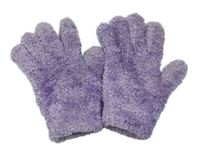 Fialové chlupaté prstové rukavice