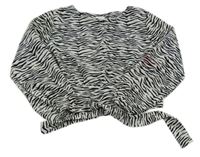 Šedo-černá vzorovaný halenka s uzlem 