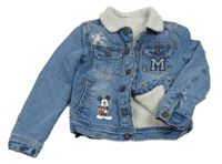 Modrá riflová zateplená bunda s Mickey Mousem Disney