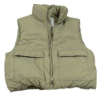 Khaki šusťáková zateplená crop vesta Page One Young