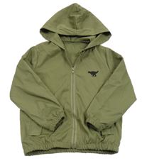 Khaki lehká bunda s dinem a kapucí 