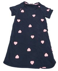 Tmavomodré teplákové šaty se srdíčky H&M