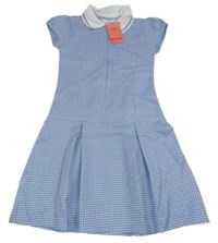 Nové - Světlemodro-bílé kostičkované košilové šaty M&S
