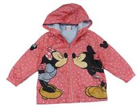 Světlerůžová šusťáková jarní bunda s Minnií a kapucí Disney