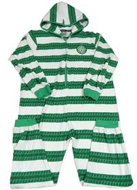 Zeleno-bílá pruhovaná tepláková kombinéza s kapucí The Celtic FC