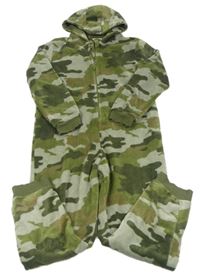 Khaki-šedá army chlupatá kombinéza s kapucí M&S
