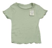 Nové - Světlezelené žebrované tričko Primark 