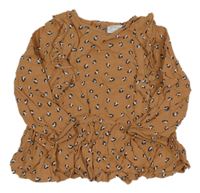 Béžová halenka se vzorem a volánky F&F