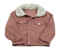 Starorůžová manšestrová bunda s límcem Shein