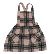 Světlerůžovo-černá kostkovaná vlněná laclová sukně Matalan