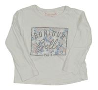 Bílé triko s nápisem a kytičkami Primark