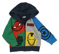 Barevná propínací mikina s hrdiny a kapucí Next