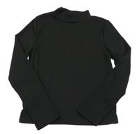 Černé žebrované triko Shein