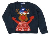 Nové - Tmavomodrý svetr se sobem Lupilu