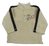 Béžovo-hnědá fleecová mikina s nápisem Okay