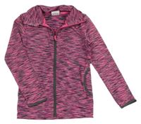 Růžovo-šedá melírovaná propínací sportovní mikina Yigga