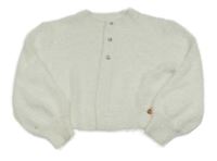 Bílé chlupaté svetrové bolerko s kamínky Angel&Rocket