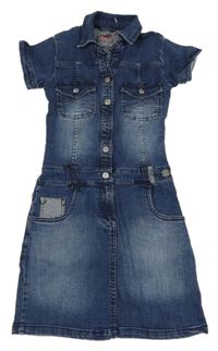 Tmavomodré riflové šaty s límečkem Manguun