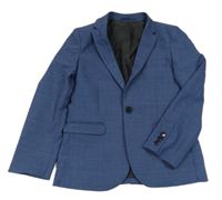 Modro-tmavomodré kostkované společenské sako Next