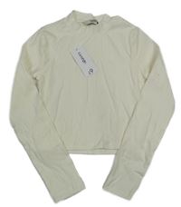 Nové - Smetanové žebrované crop triko George 