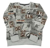 Šedá mikina se skateboardisty Y.F.K. 