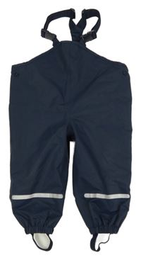 Tmavomodré šusťákové voděodolné laclové kalhoty 