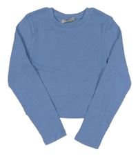 Modré žebrované crop triko Matalan