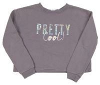 Fialovošedá crop mikina s nápisem Y.F.K.