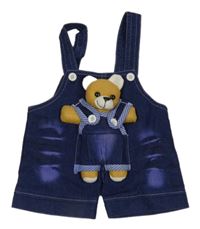 Tmavomodré riflové laclové kraťasy s medvídkem