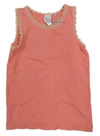 Korálový top s puntíky a krajkou Topomini