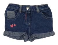 Tmavomodré riflové kraťasy se srdíčky Yd. 