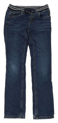 Tmavomodré teplákové rifle s pruhovaným pasem C&A