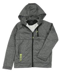 Šedá melírovaná thermo propínací mikina s kapucí Primark